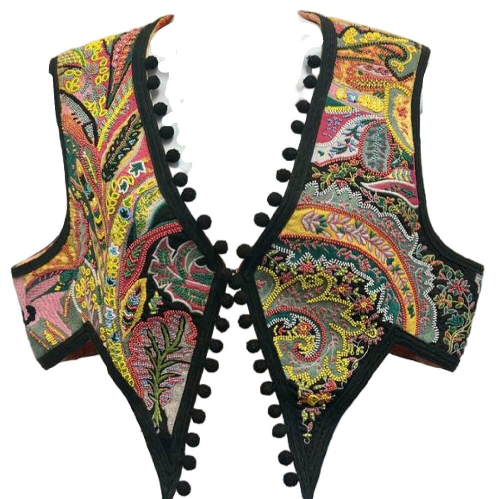 ETRO Paisley Beaded Embroidered Vest Sz-48